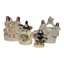 A VICTORIAN STAFFORDSHIRE POTTERY FIGURAL GROUP OF ST. GEORGE AND DRAGON A Staffordshire flatback