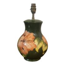 MOORCROFT, A MID 20TH CENTURY ORIGINAL LAMP BASE, CIRCA 1960 Tubeline decorated with hibiscus