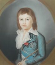 AFTER ALEXANDER KUCHARSKY, 1741 - 1819, A FRENCH PASTEL PORTRAIT ON PAPER OF KING LOUIS XVII Young