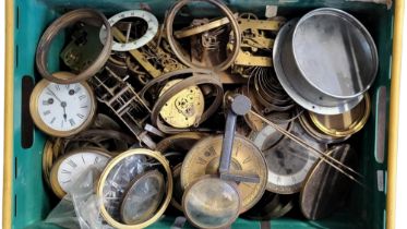 A COLLECTION OF 19TH CENTURY AND LATER BRASS CLOCK MOVEMENTS Along with enamelled dials and pendulum