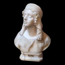 GUISEPPE BESSI, 1857 - 1922, AN ITALIAN MARBLE AND ALABASTER BUST OF RUTH Classic biblical pose