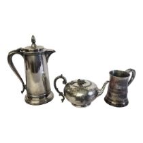 A LARGE 19TH CENTURY SILVER PLATED FLAGON JUG Having a single carry handle and spout,together with a