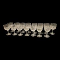 WEBB, A COLLECTION OF FIFTEEN NORMANDY LEAD CRYSTAL WINE GLASSES Having cut decoration and acid