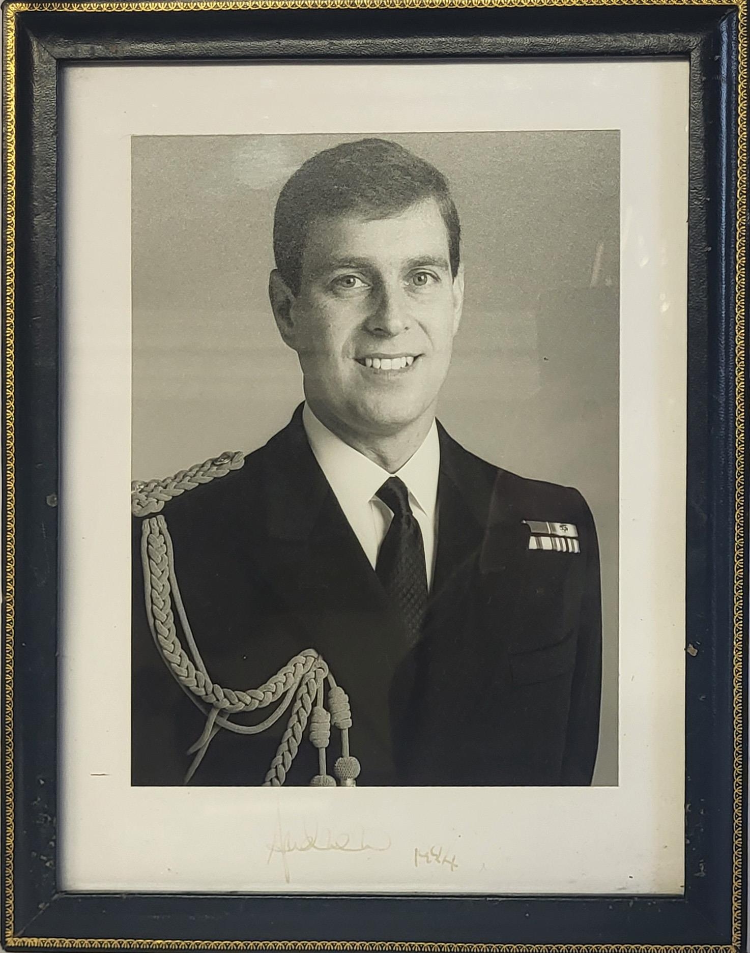 PRINCE ANDREW, DUKE OF YORK, BLACK AND WHITE PHOTOGRAPH OF A BRITISH NAVAL OFFICER Signed in - Image 2 of 3