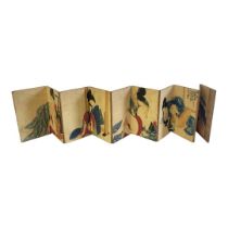 A 20TH CENTURY JAPANESE EROTIC BOOK Folding Concertina, consisting of ten sections with a red