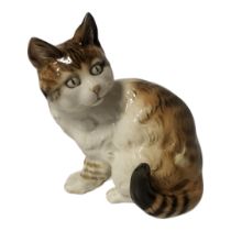 H. ACHTZIGER FOR HUTSCHENREUTHER OF SELB, A HARD PASTE PORCELAIN MODEL OF A YOUNG CAT Seated