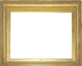 A 19TH CENTURY GILDED RECTANGULAR PICTURE FRAME With classical reeded border. (aperture approx