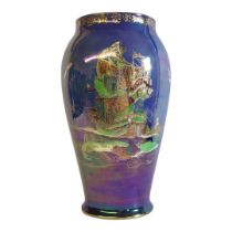 A LARGE ART DECO DEVON LUSTRINE FIELDINGS VASE IN ROYAL GEORGE PATTERN, CIRCA 1920 Baluster form,