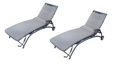 A PAIR OF STEEL MESH GARDEN LOUNGERS. (66cm x 165cm x h 100cm) Condition: some light marks and wear