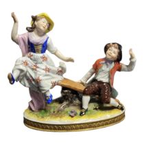 A 20TH CENTURY RUDOLSTADT VOLKSTEDT OF THURINGIA PORCELAIN GROUP OF PLAYFUL CHILDREN, CIRCA 1930 -