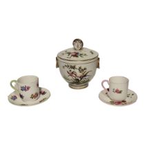 SHELLEY, TWO EARLY 20TH CENTURY 'DOLLS HOUSE' MINIATURE CUPS AND SAUCERS Each having hand painted