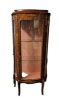 A LOUIS XVI REVIVAL MAHOGANY AND BRONZE MOUNTED VITRINE With caddy top above single door enclosing