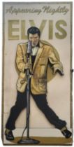 A LARGE HAND PAINTED WOODEN 3D THEATRE PROP ELVIS PRESLEY Bordered by LED strip lighting and