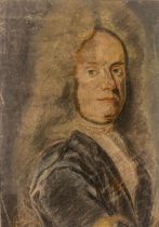 CIRCLE OF EDWARD LUTTRELL, 1650 - 1737, 17TH CENTURY PASTEL PORTRAIT Wigged Gentleman, half-