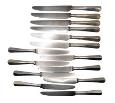 A. HAVILAND-NYE, SIX SILVER HANDLED DINNER FORKS, TOGETHER WITH EIGHT SILVER HANDLED TABLE KNIVES,