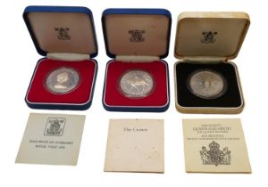 THREE ELIZABETH & ELIZABETH II SILVER PROOF COINS Bailiwick of Guernsey Royal Visit 1978, Queen