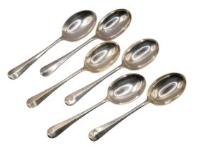 A. HAVILAND-NYE, EIGHT HANOVERIAN PATTERN SILVER SPOONS, HALLMARKED LONDON 1970 & 1973. (length 17.