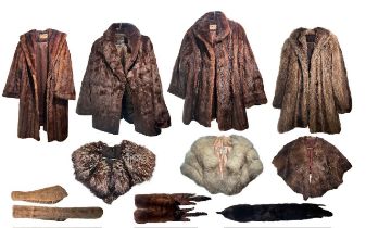 IAN NICHOLLS, MAYFAIR LONDON. A VINTAGE MINK FUR JACKET. TOGETHER WITH A COLLECTION OF THREE FUR JA