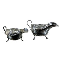 ATKIN BROTHERS, A SILVER SAUCE BOAT RAISED ON THREE SPADE FEET, HALLMARKED SHEFFIELD, 1911, TOGETHER