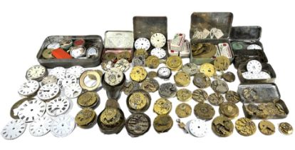 A LARGE COLLECTION OF EARLY 18TH, 19TH AND 20TH CENTURY POCKET WATCH CLOCK MOVEMENTS, CONSISTING