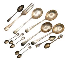 A COLLECTION OF EARLY 20TH CENTURY SILVER FLATWARE Comprising silver fork hallmarked Frank Cobb &