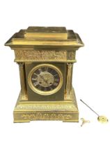 JAPY FRERES, A LATE 19TH / EARLY 20TH CENTURY GILT METAL MANTEL CLOCK, having roman numerals dial,