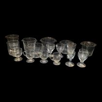 A SET OF SIX VARIOUS EARLY 19TH CENTURY CLEAR CRYSTAL GLASS WINE RINSERS Some cut with flutes, along