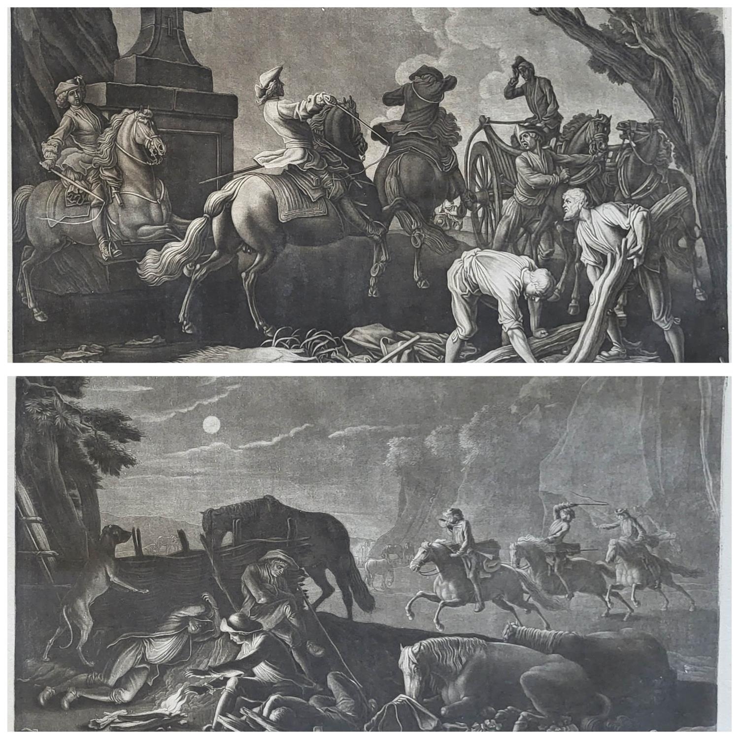 GEORG PHILIPP RUGENDAS I, 1666 - 1742, C1705/1710, MEZZOTINT ON LAID PAPER Horse/battle scenes, pair