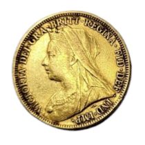 A VICTORIAN 22CT GOLD FULL SOVEREIGN COIN, DATED 1896 With veiled Victor portrait bust and King