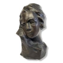 BATIA LISHANSKY, 1901 - 1992, BRONZE PORTRAIT BUST, SIGNED AND DATED 1980 The female depicted is