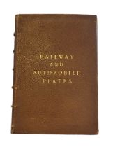 A 19TH CENTURY RAILWAY AND AUTOMOBILE PLATES A bound collection of plates, inscribed in ink to