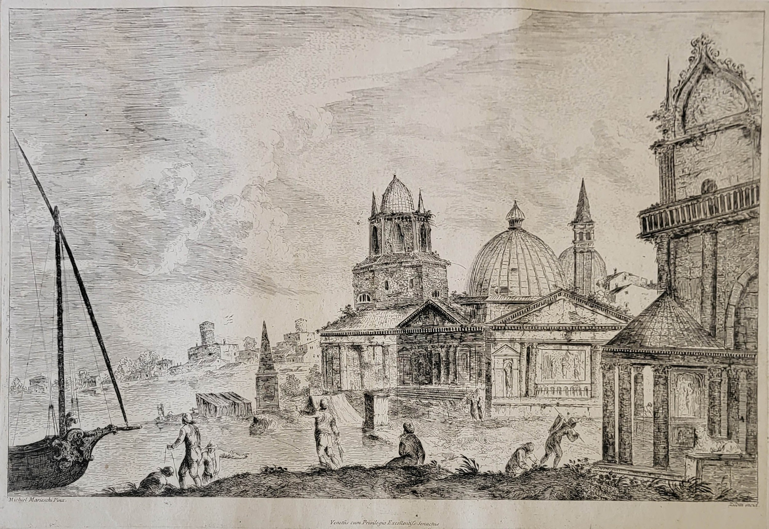 BERNARDO ZILOTTI, 1730 - 1795, AFT MICHIEL MARIESCHI, 1710 - 1743, PAIR OF 18TH CENTURY ETCHINGS - Image 2 of 3