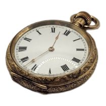 WALTHAM, AN EARLY 20TH CENTURY GOLD PLATED LADIES’ POCKET WATCH Having engraved decoration and screw