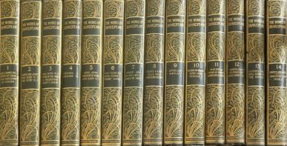 THE WORKS OF WILLIAM SHAKESPEARE IN FOURTEEN HARDBACK GILT TOOLED VOLUMES