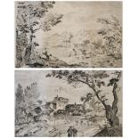 BERNARDO ZILOTTI, 1730 - 1795, PAIR OF 18TH CENTURY ETCHINGS Italian views, Quantity 2. (48cm x