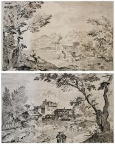 BERNARDO ZILOTTI, 1730 - 1795, PAIR OF 18TH CENTURY ETCHINGS Italian views, Quantity 2. (48cm x