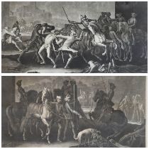 GEORG PHILIPP RUGENDAS I, 1666 - 1742, C1705/1710, MEZZOTINT ON LAID PAPER Horse/battle scenes, pair