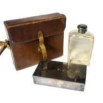 A WHIPPY STEGGALL & CO. HUNTING TRAVEL CASE With split compartment for a silver plated cigar box and
