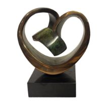 DENNIS WESTWOOD, BRITISH, 1928 - 2021, A POLISHED AND PATINATED ABSTRACT BRONZE SCULPTURE Titled ‘