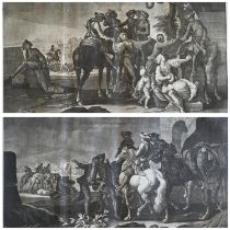 GEORG PHILIPP RUGENDAS I, 1666 - 1742, C1705/1710, MEZZOTINT ON LAID PAPER Horse/battle scenes, pair