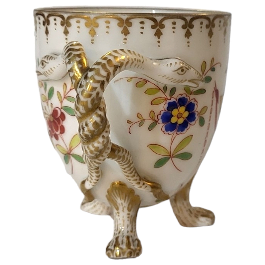 AFTER 18TH CENTURY MEISSEN-BOTTGER STYLE JEWELLED CABINET CUP Painted with rustic and harbour - Image 6 of 6