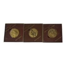 A SET OF THREE UNITED STATES OF AMERICA SOLID BRONZE MEDALS COMMEMORATING NATIONAL PARKS CENTENNIAL,