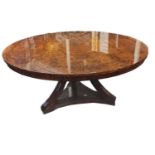 DAVIDSON OF LONDON, a good burr and figured walnut regency breakfast table, the circular top