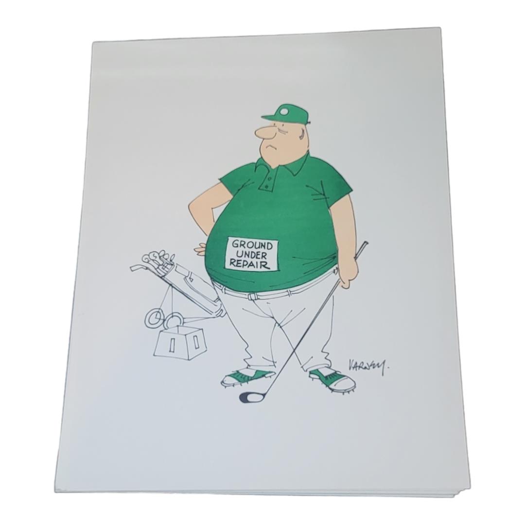 VARNEY, A COLLECTION OF VINTAGE 'GOLF CARTOON 'COLOURED PRINTS Various cartoons in green palette. ( - Image 4 of 6