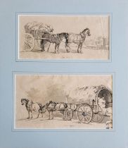 JULIA CONYERS, 1782 - 1860, ORIGINA EARLY 19TH CENTURY PAIR OF PEN, INK AND WASH DRAWINGS Signed.