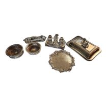 A COLLECTION OF 19TH CENTURY AND LATER SILVER PLATED WARE Comprising a Sheffield plate and cut glass