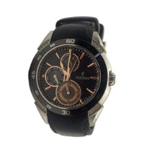 FESTINA, A CERAMIC AND STAINLESS STEEL GENT’S CHRONOGRAPH WRISTWATCH Having a black tone ceramic