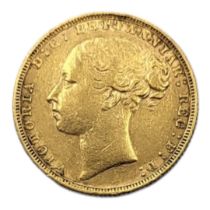 WITHDRAWN A VICTORIAN 22CT GOLD FULL SOVEREIGN COIN, DATED 1884 With young Victoria portrait