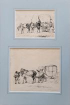 JULIA CONYERS, 1782 - 1860, ORIGINA EARLY 19TH CENTURY PAIR OF PEN, INK AND WASH DRAWINGS Signed,