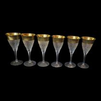 MOSER, CZECHOSLOVAKIA CARLSBAD FACTORY OF KARLOVY VARY BRANCH, A BOXED SET OF SIX CRYSTAL GLASS WINE